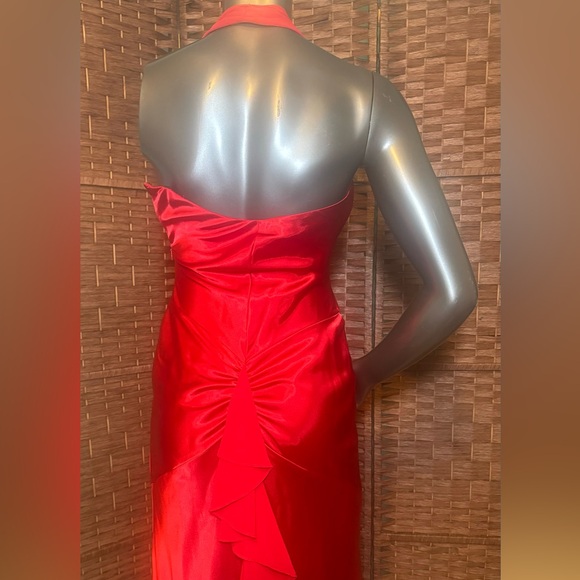 New! Betsy & Adam Red Halter Formal Prom Gown Dress 6 NWT Side Zipper Closure - Picture 7 of 14